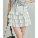 スカート ダブルバックルフリルスカート