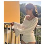  купальный костюм [ расческа ... симпатичный длинный рукав задний лента Rush Guard есть ]3 позиций комплект / квадратное шея блуза есть / высокий талия автомобиль - кольцо купальный костюм женский 