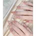 ネイルチップ ネイルシール フラワー ペタル ビジュー付き フレンチ ネイルチップ