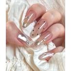 ネイルチップ ネイルシール ビジュー付き ドット メタリック デザイン ネイルチップ
