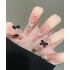 ネイルチップ ネイルシール リボン ドット クリア フレンチ ネイルチップ