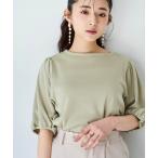 tシャツ カット楊柳 パフスリーブプルオーバー レディース