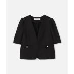 ジャケット ノーカラージャケット 「LOULOU WILLOUGHBY」ブライトリネン半袖ジャケット レディース