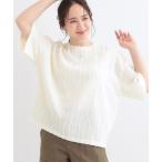 tシャツ 1枚で着映え ジャカードフリンジ5分袖トップス レディース