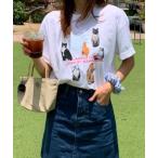tシャツ 猫プリントTシャツ レディース