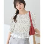 tシャツ 花柄ポコポコシャーリングトップス レディース