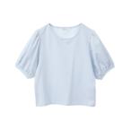 tシャツ ロゴプレート付きパフスリーブプルオーバー レディース