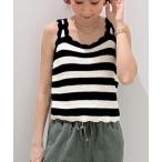 タンクトップ ノースリーブ スクエアネック ニットタンクトップ レディース
