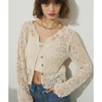 カーディガン 総刺繍シアーカーディガン レディース