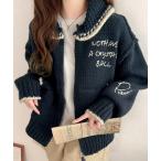 「Java」 ニットカーディガン X-LARGE ネイビー レディース