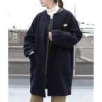 「DANTON」 ノーカラーコート 36 ネイビー レディース