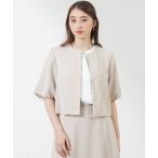 ショッピングリネン ジャケット テーラードジャケット リネンライクポリエステルバルーンスリーブジャケット レディース