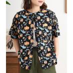 ブラウス シャツ キャンプサウナ柄