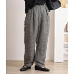 パンツ 麻　裏付きテパードパンツ 