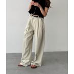 パンツ El mar ベルト付ツイルタックパンツ レディース