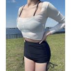  купальный костюм [2025SS][3 деталь SET][ body форма покрытие возможность & день .. предотвращение трикотажный джемпер с длинным рукавом имеется ]bai цвет Rush Guard bon большой бикини / купальный костюм женский 