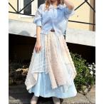 スカート フリンジレースランダムヘムスカート