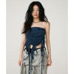 チューブトップ ベアトップ GATHER RIBBON TUBE TOP