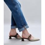 サンダル Sepphe セフェ ツイルメタリックバックルポインテッドトゥヒールミュール レディース