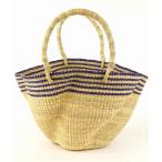 ショッピングカゴバッグ かごバッグ カゴバッグ アフリカンスクエアー AFRICANSQUARE / ボルガバスケット ウェイブ 上ストライプ