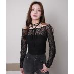 tシャツ ベアセットストラップオフショルレーストップス レディース