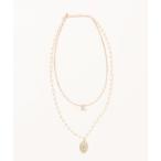 ネックレス an meets zakka 2連大粒ジルコニアトップ&ストーンミックスチェーンマリア刻印コイントップロザリオネックレス(50cm) レデ