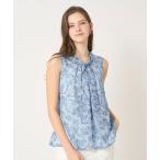 ブラウス シャツ 「セットアップ対応商品」リーフカリグラフィープリントタイ ブラウス レディース