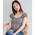 tシャツ 「WEB限定セール」ギンガムチェックレーストップス レディース