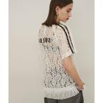 tシャツ フリンジヘム総レースTシャツ レディース