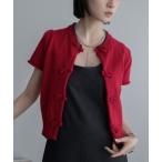 カーディガン チャイナボタンハーフスリーブカーディガン レディース