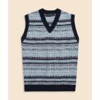 ベスト ジレ コットン／リネン　フェアアイル　Vネックベスト　Made in U.K メンズ
