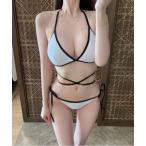 ショッピングswim 水着 配色ストリングデザイン ビキニウェア 温泉水着２点セット swim wear レディース