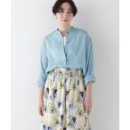 ブラウス シャツ ラミーバンドカラーシャツブラウス レディース