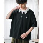 ポロシャツ U.S. POLO ASSN. ユーエスポロアッスン 別注コラボ 無地/クレリック ワンポイントロゴ刺繍天竺ハーフジップ半袖ポロシャツ メ