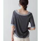 tシャツ レイヤードオフショル風カットトップス レディース