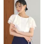 tシャツ 洗える ストレッチ | シアー ダブル フリル ケープ Tシャツ | レディース きれいめカジュアル 通勤 半袖 おしゃれ きれいめ カジュ