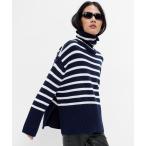「GAP」 タートルネックニット L ネイビー レディース