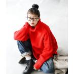 「soulberry」 タートルネックニット 4L レッド レディース