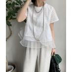 ブラウス シャツ 「WEB限定」レース×オーガンジープルオーバー レディース