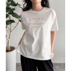 tシャツ ワントーンロゴ刺繍Tシャツ レディース