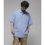 シャツ HINSON/ヒンソン レギュラーカラー ショートスリーブチェックシャツ/シワ加工/リラックスフィット メンズ