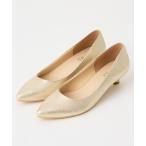 パンプス 箔加工ローヒールパンプス