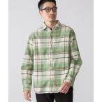 「SHIPS」 長袖ネルシャツ MEDIUM グリーン メンズ