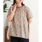 tシャツ BRODIAEA リバティプリント半袖Tシャツ ボタニカル柄×無地切り替えカットソー日本製 レディース