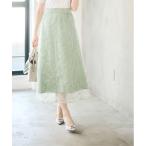 ショッピング花柄 スカート 線画花柄刺繍フレアスカート