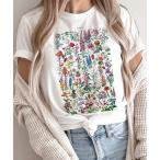 tシャツ 花柄イラストプリントTシャツ レディース