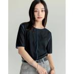 tシャツ 前後2WAYシアーカットソー配色半袖トップス レディース