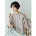 tシャツ IEDIT ゆるっと着映えてトレンド見え ミニ裏毛ラインストーントップス レディース