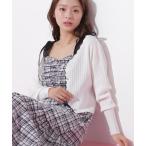 ニット セーター アイレットリブスカラップカーディガン レディース