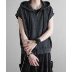 パーカー Chemical-Wash Sleeveless Zip Hoodie - ケミカル加工 ノースリーブジップパーカー メンズ レディース